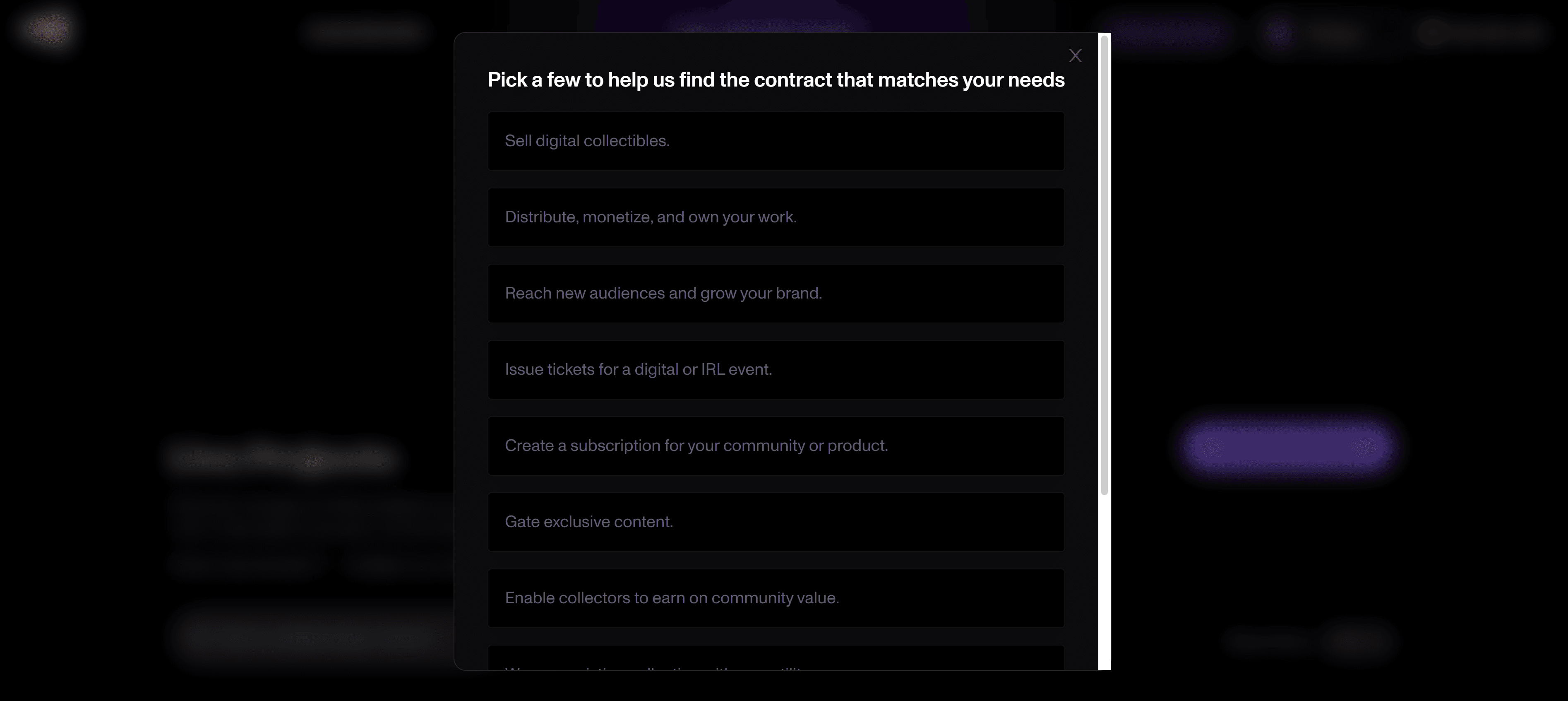 Select your motivations to be recommended the best contract to use!